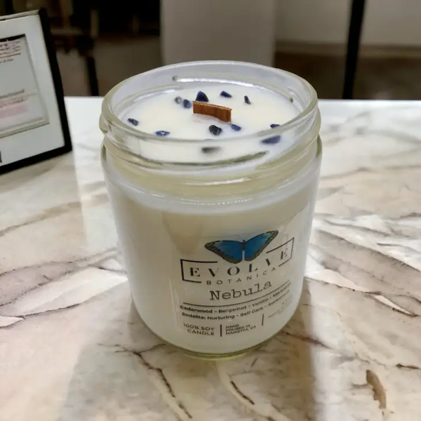 Wood Wick Gemstone Soy Candle - Nebula (Sodalite)-0